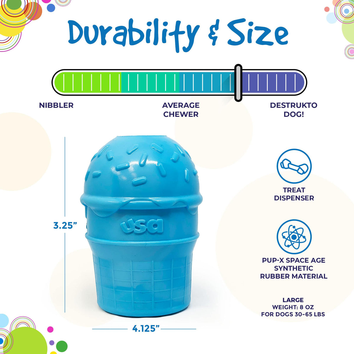 Ice Cream Cone Rubber Treat Toy for Dogs