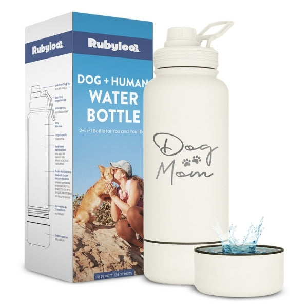 Two-in-one dog and human travel water bottle with bowl
