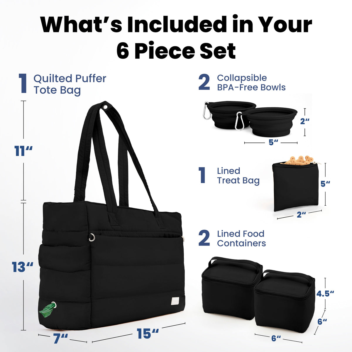 Puffer Dog Travel Tote for Pet Supplies