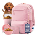 Hands-free dog travel backpack with collapsible bowls