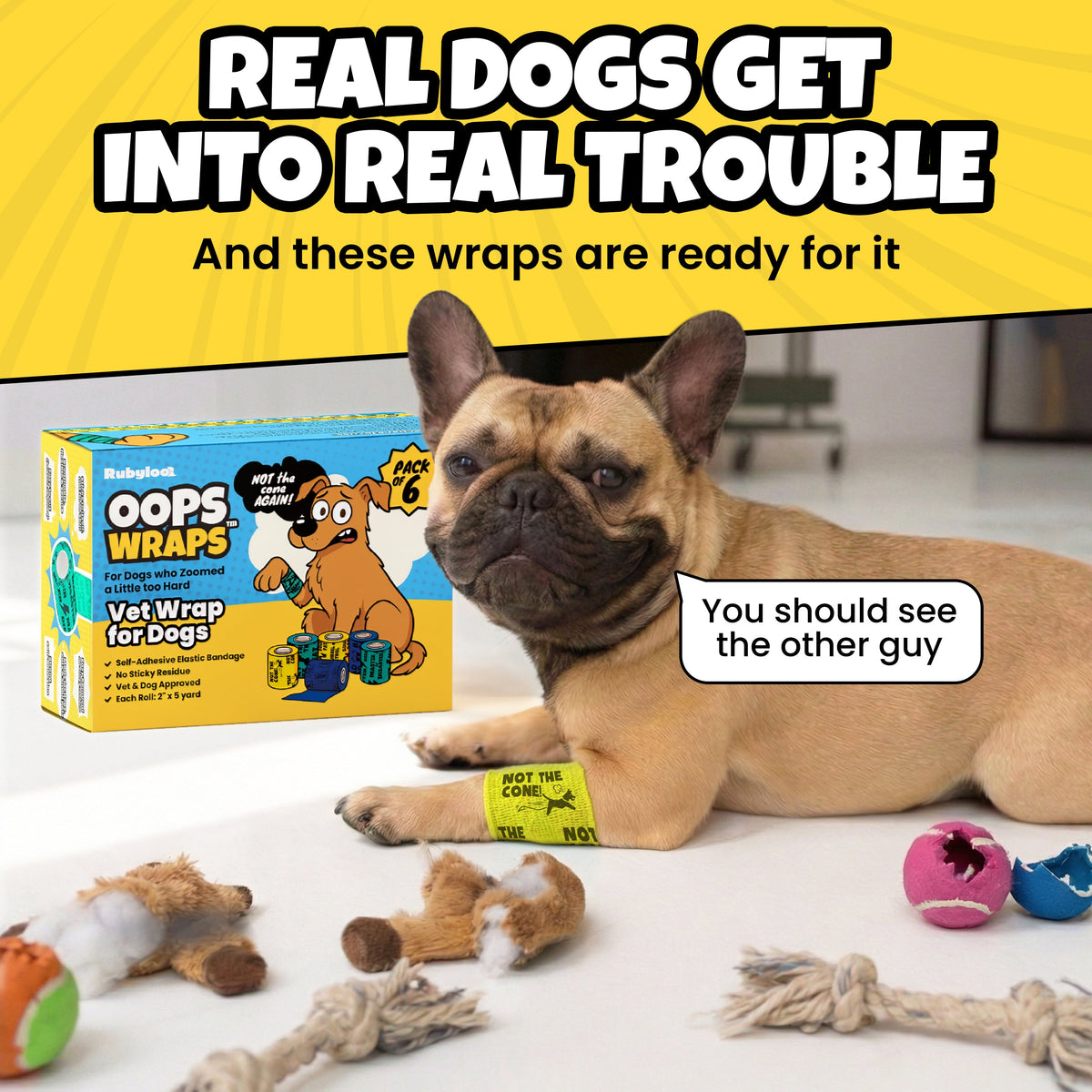 Self-Adhering Dog First-Aid Wraps – 6 or 12 Pack