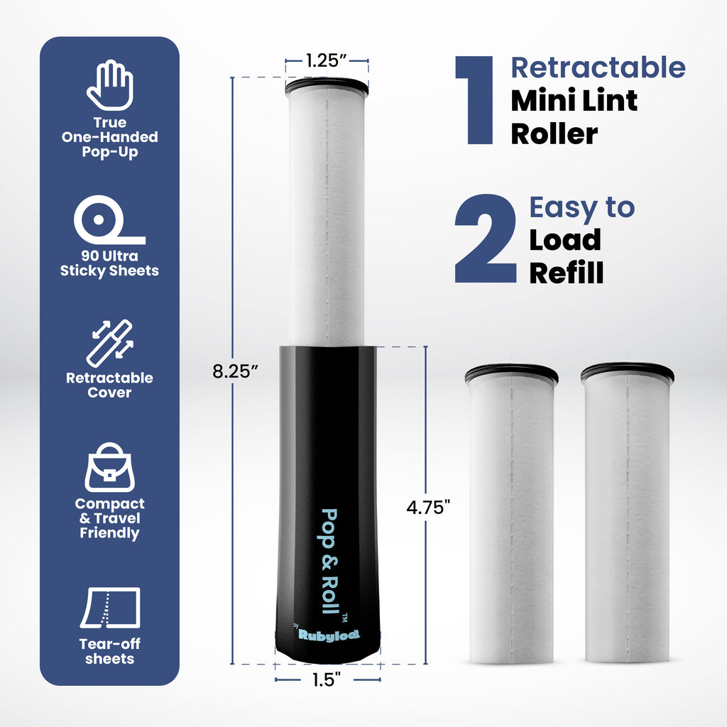 Compact Pet-Hair Lint Roller with Refills