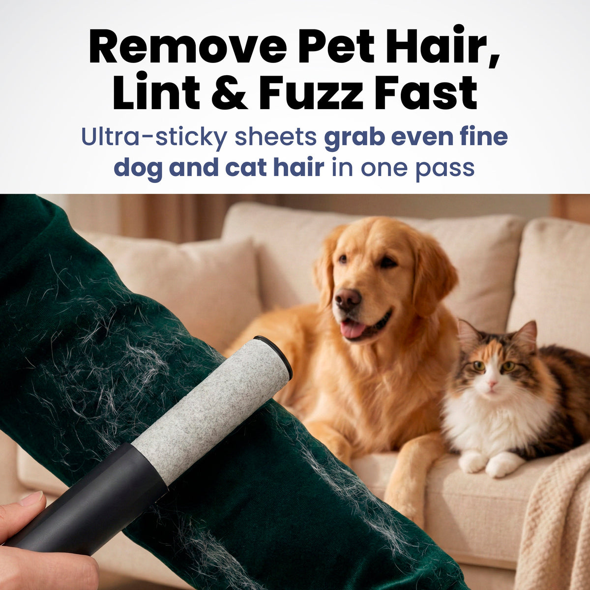 Compact Pet-Hair Lint Roller with Refills