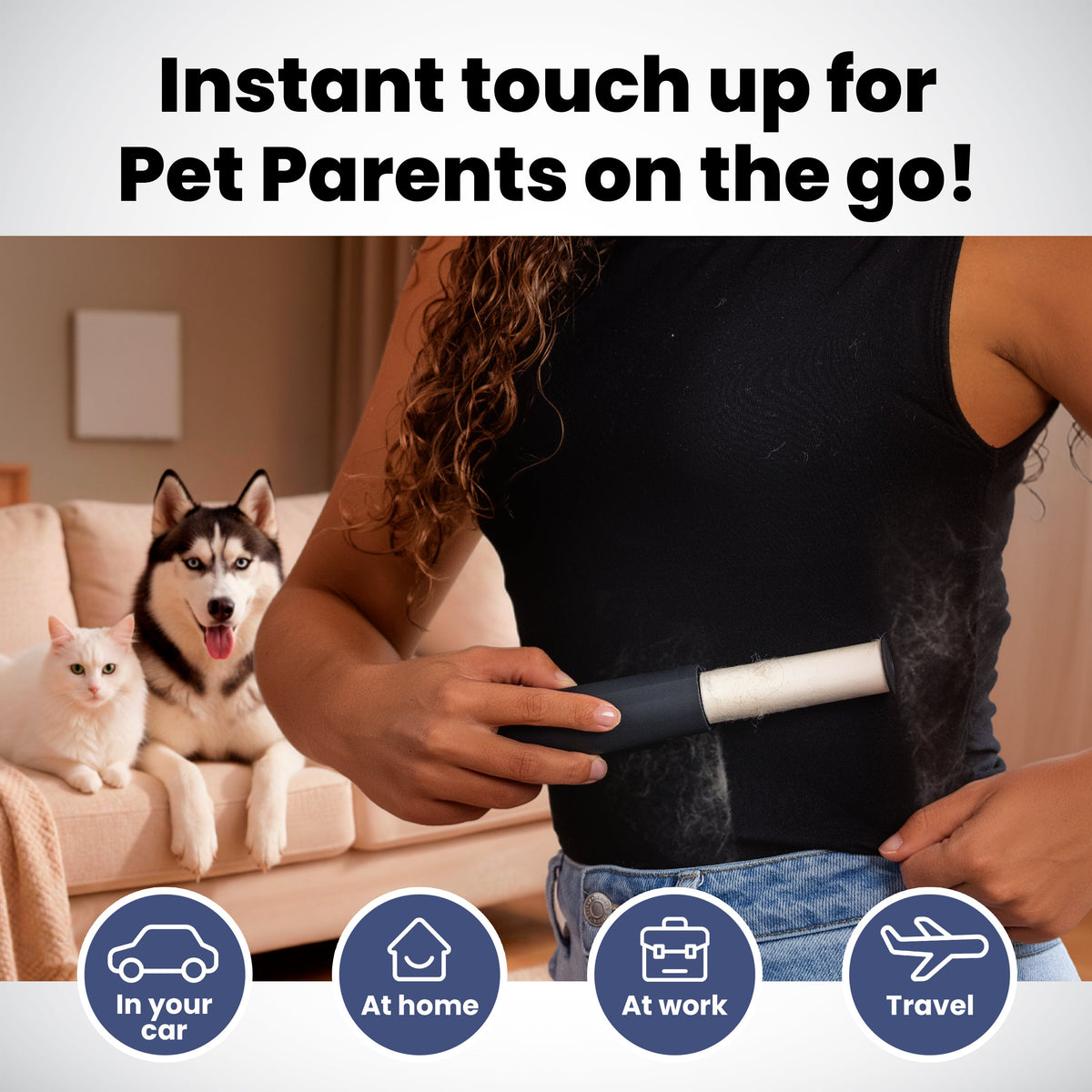 Compact Pet-Hair Lint Roller with Refills