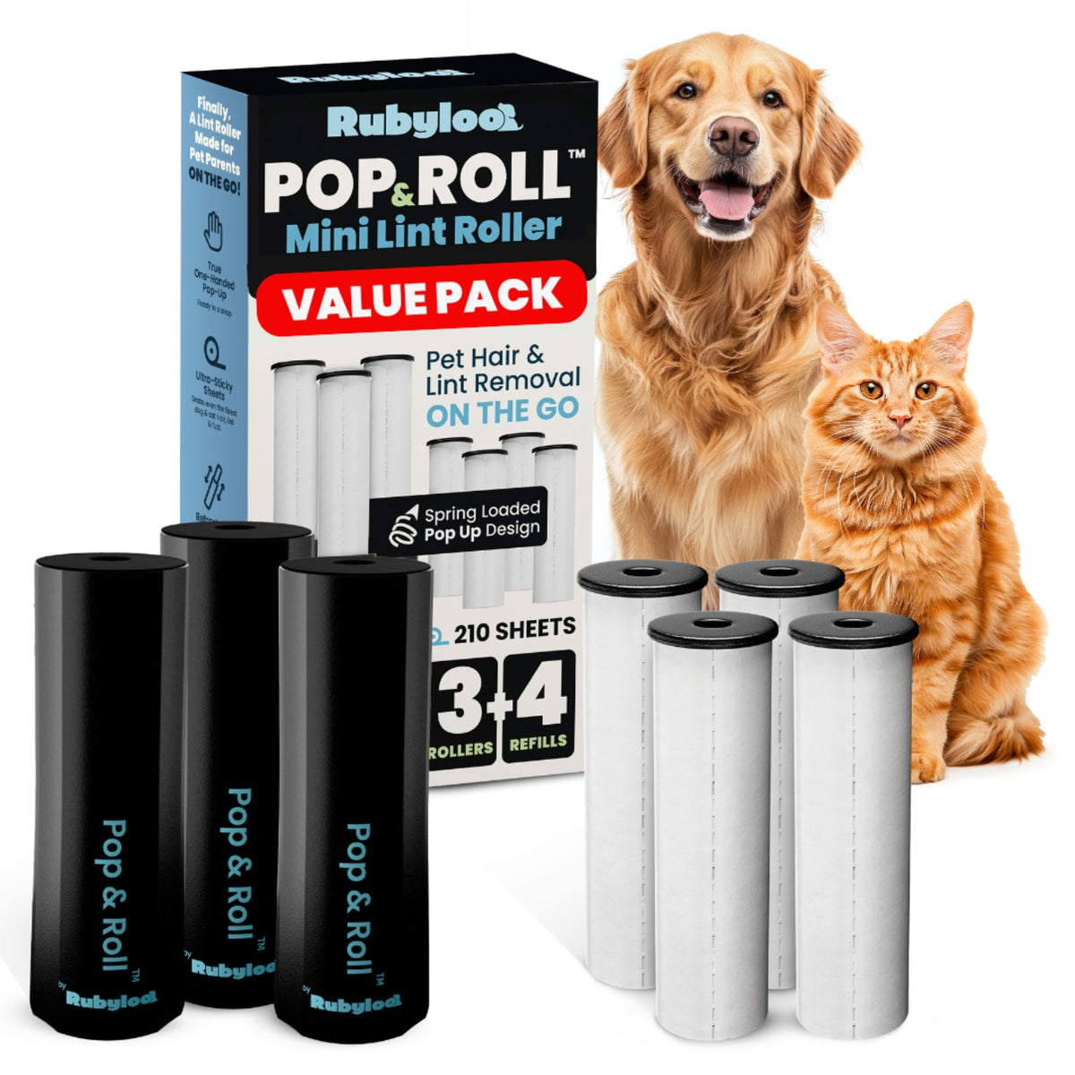 Compact Pet-Hair Lint Roller with Refills