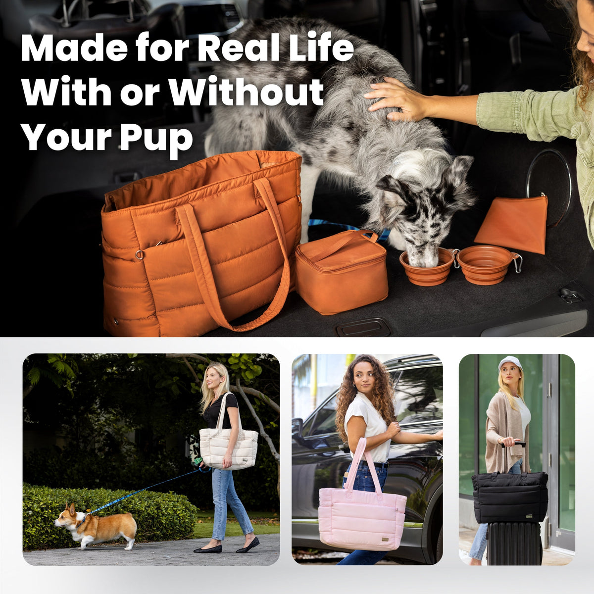 Puffer Dog Travel Tote for Pet Supplies