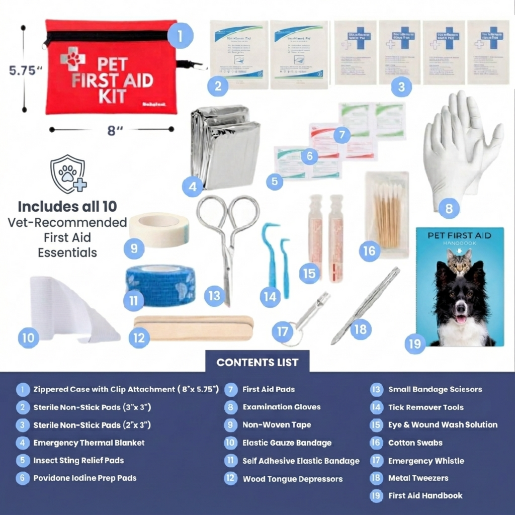Portable Pet First Aid Kit for Dogs & Cats