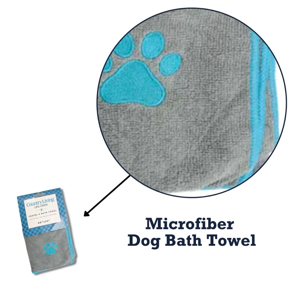 Country Living Large Gray Microfiber Dog Bath Towel, 48 × 22 in