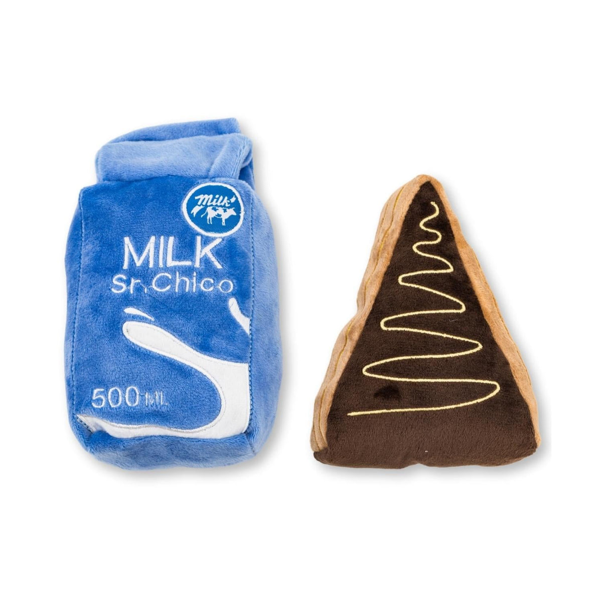 Cake Slice & Milk Plush Dog Toy Set, Squeakers & Crinkle Paper