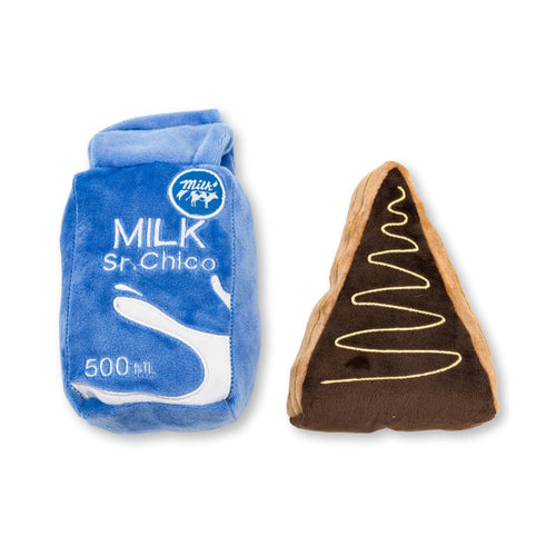 Cake Slice & Milk Plush Dog Toy Set, Squeakers & Crinkle Paper